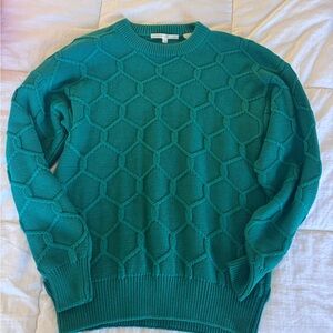 Perry Ellis Teal Honeycomb Knit Sweater